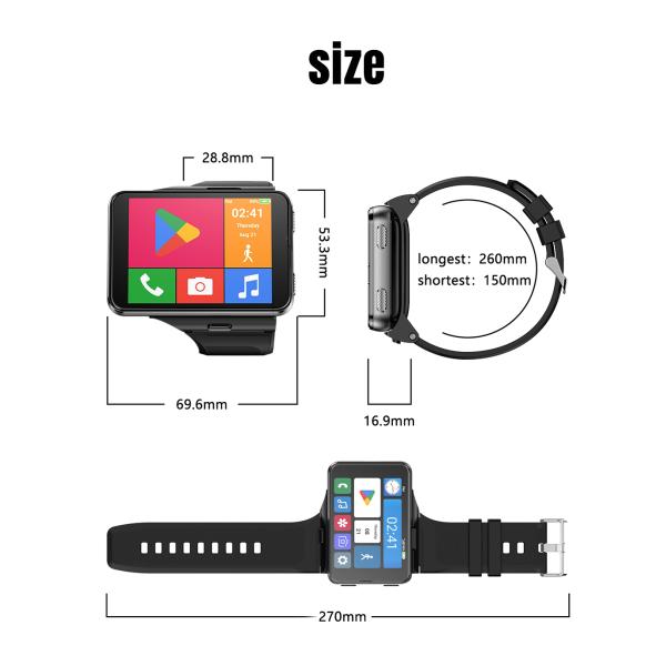 S999 2.88inch Screen Smart Watch Android 11.0 4+128GB Heart Rate Monitor GPS Sports new