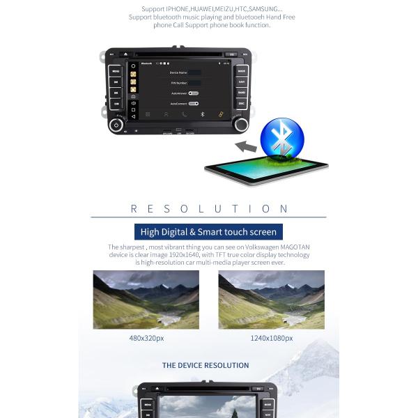 7 Inch Touch Screen Volkswagen DVD Player Android 8.1 Car With Wifi BT GPS AUX