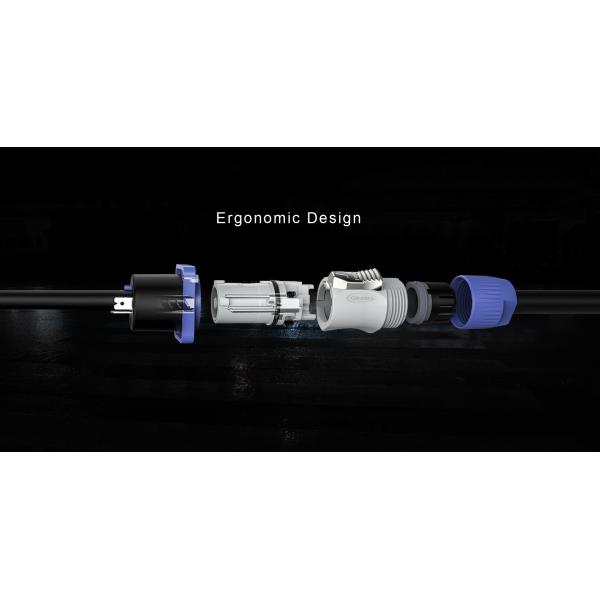 Grey Power Output Male Female Connector, Panel Mount Connector for Stage Light for LED Lighting