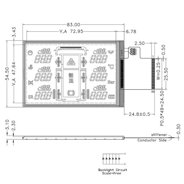 3.3V Segment LCD Display Module For Truck Tire Pressure Detection Instrument