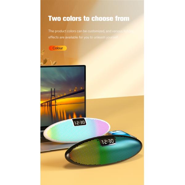 Wireless Clock Speaker With Screen Display Colorful Light And Sound In Plastic Cabinet