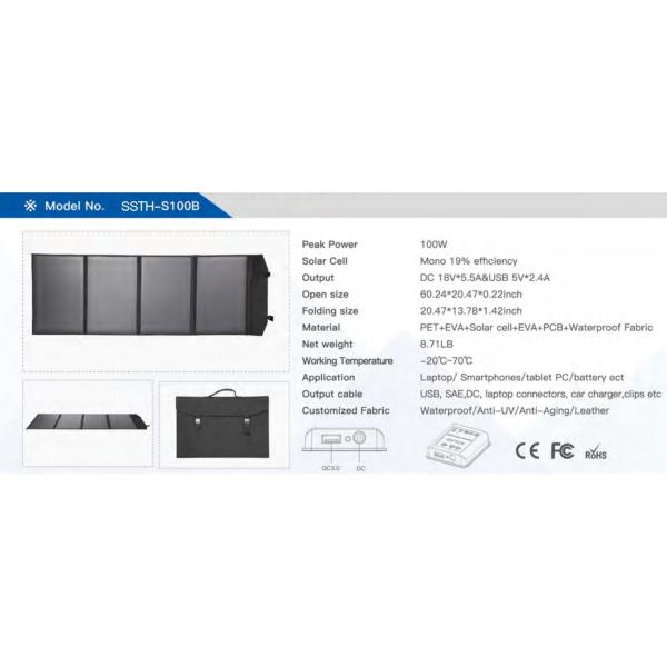 Cellphone Charging 120w Folding Solar Panels With TPT PET EVA Solar Cell Water Fabric