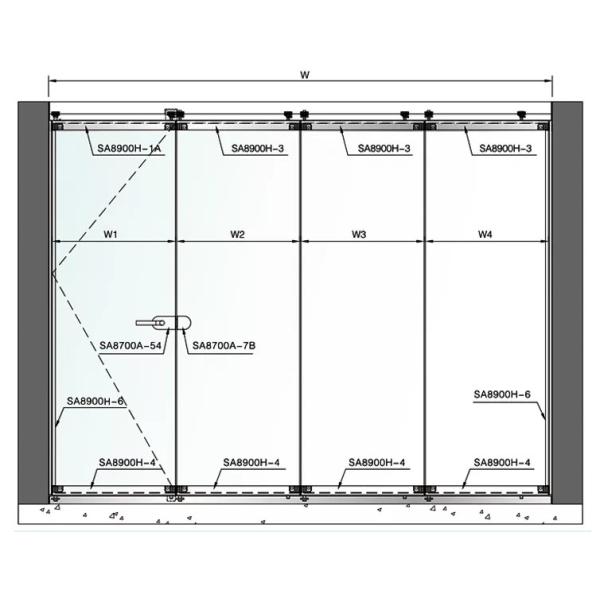 Aluminum Frameless Glass office Balcony Sliding Door Movable Partition Folding Wall