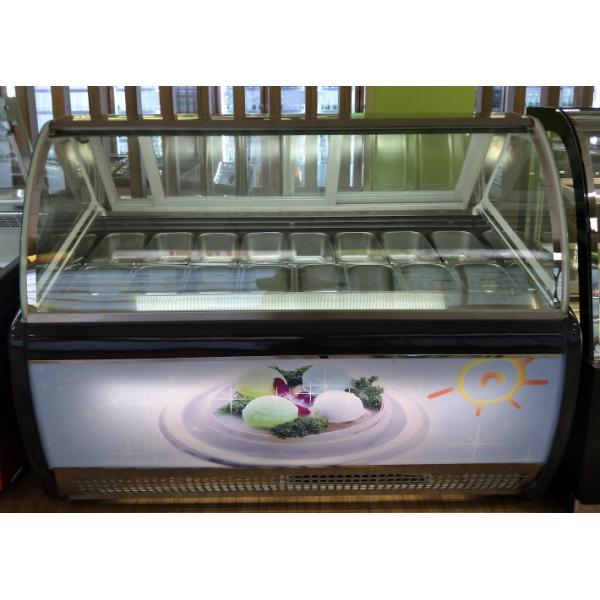 White Color Gelato Patisserie Ice Cream Display Freezer 16 18 Pans