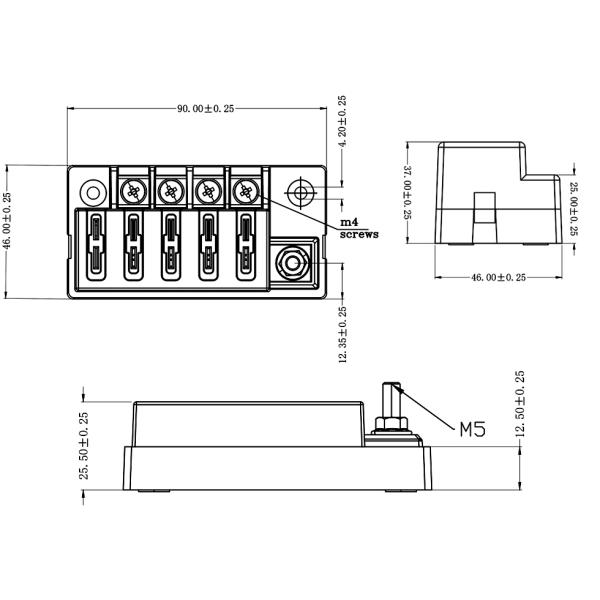12V 24V Single Side Blade Fuse Holder Boat Fuse Box 4 Way Circuit Position Automotive Fuse Block