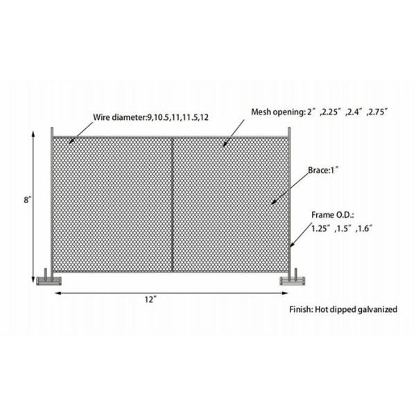 Chain Link 8x12ft Temporary Security Fencing With 11.5ga Diameter Wire