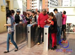 China Remote control security controlled access turnstiles with IR retractable arm wholesale