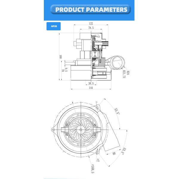 500W Vacuum Cleaner Motor Micro Stepper Motor With Air Duct