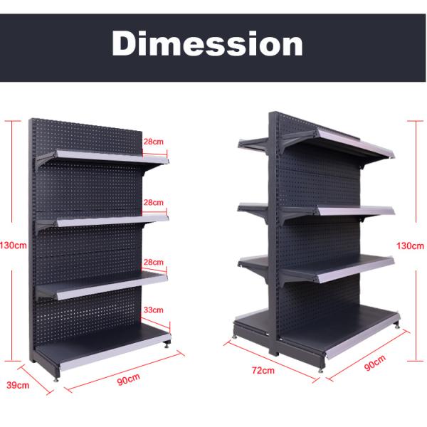 Customized Size Metal Supermarket Display Shelving With Advertising Board