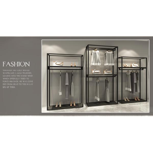 Simple Exquisite Metal Display Racks And Stands Black For High End Clothing Shop