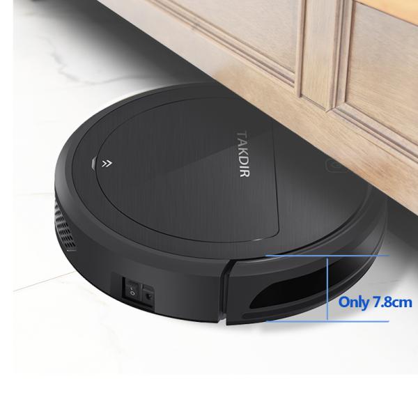 Wet / Dry Floor Robot Vacuum Cleaner Black With Intelligent APP Remote Control