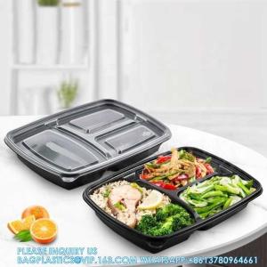 China Takeaway Microwavable Plastic Disposable 3 Compartment Bento Food Storage Lunch Boxes / Meal Prep Containers wholesale