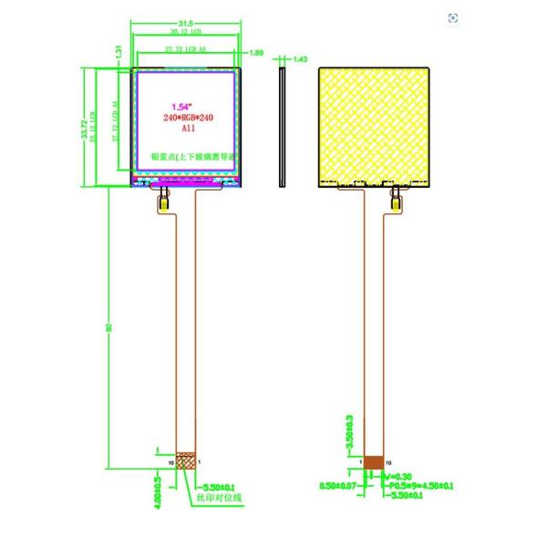 1.54 inch tft display module 240X240 resolution 10 PINS 4 WIRE SPI interface driving IC ST7789V