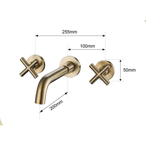 Gold 360 Rotate Wall Mounted 304 SUS Concealed Bath Shower Mixer
