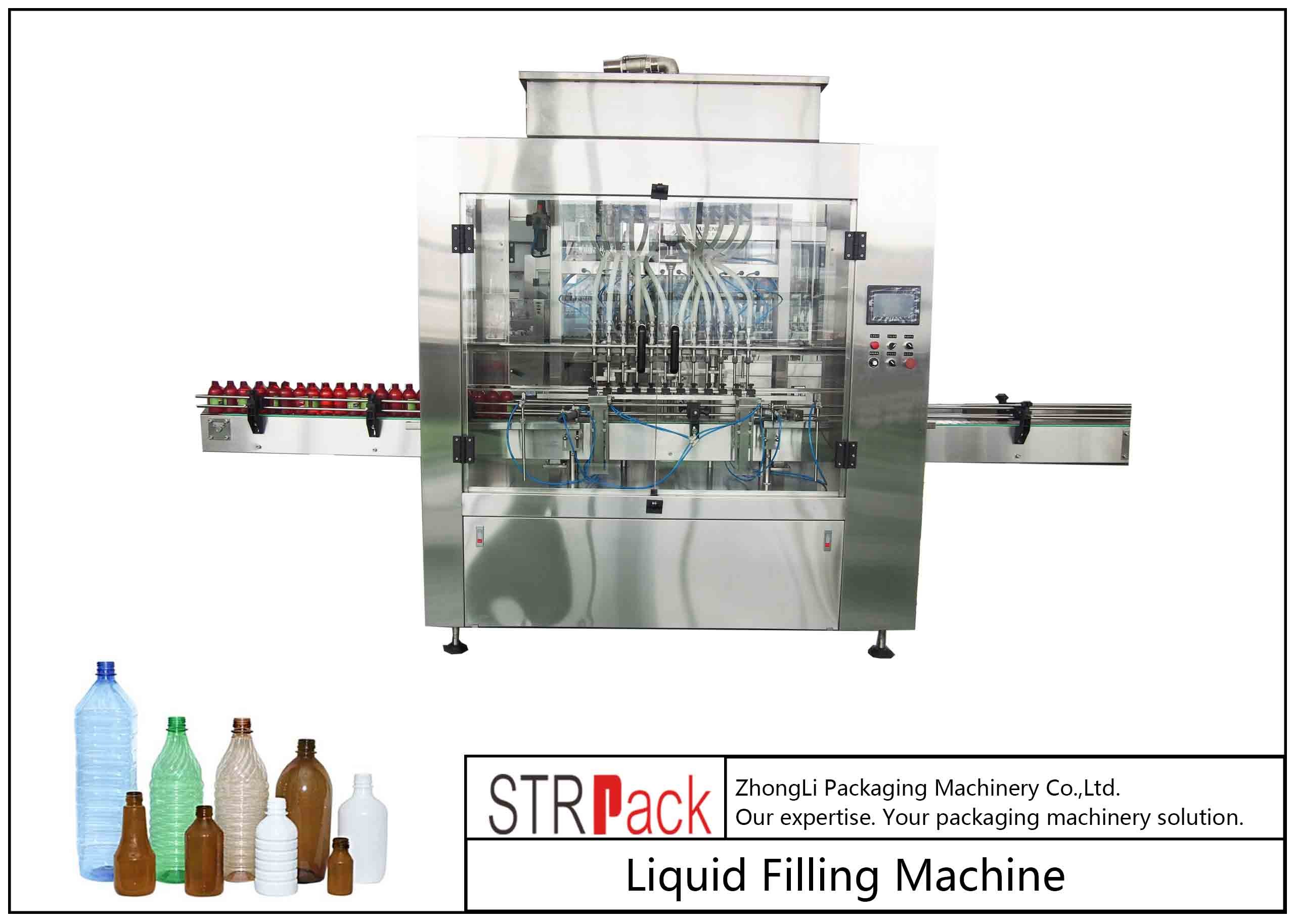 PLC Control Timed Fully Automatic Liquid Filling Machine 16 Heads For Farm