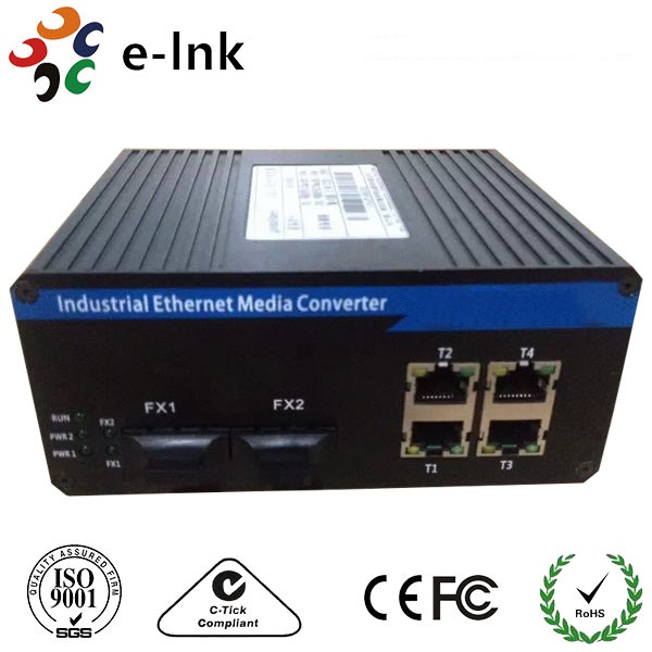 Din Rail / Wall Mounting Industrial Ethernet Media Converter 4G + 2 SC Gigabit Ethernet Switch