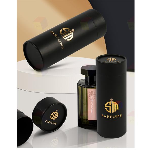 Eco Friendly Custom Hot Foil Logo Black Rigid Paper Essential Oil Tube Packaging Gift Box With Foam Insert