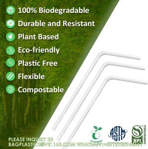 China Compostable Straws 7 3/4 Inch Long - Clear Disposable Straws, Eco Friendly Drinking Straw For Milkshake Smoothies wholesale
