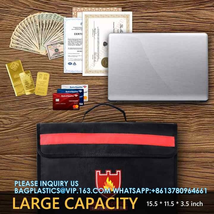Water Resistant Fireproof Document Bag Fire Proof Document Money Bag Passport Money Credit Travel Security Bags