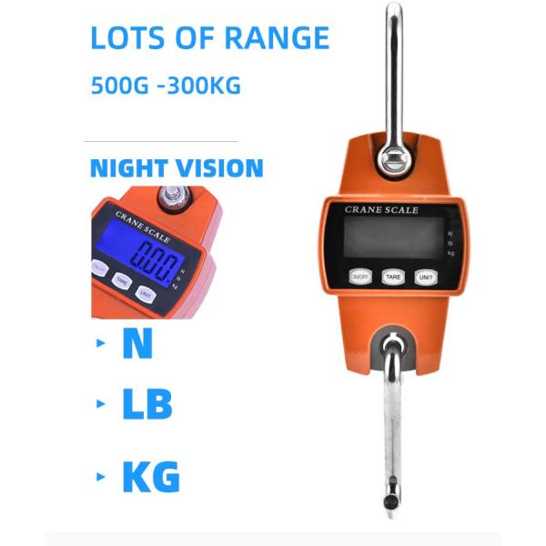 LCD Display Portable Digital Scale Heavy Duty Hanging Crane Scale 300kg Capacity OEM ODM Supported for Weight Measurement
