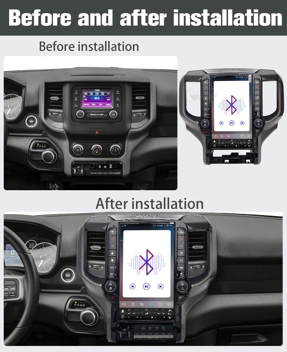 VIKNAV 13.6 Inch Car Radio for Dodge Ram 1500 (2019-2024) Aftermarket Stereo Carplay Android Head Unit