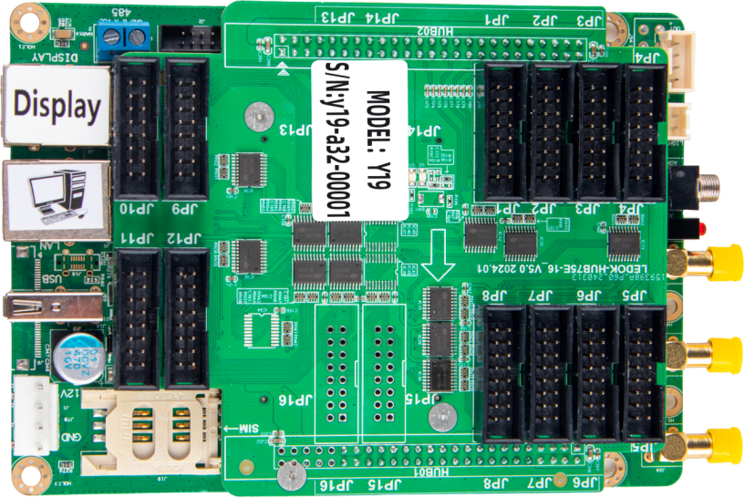 Sysolution Android Control Card Y19 16 hub 75 Ports 4 Cortes-A35 1080P 90,000 Pixels,support high refresh module