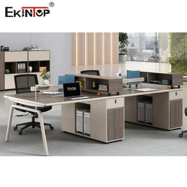 Wooden Cubicle Office Workstation Two Color Seamless Stitching OEM
