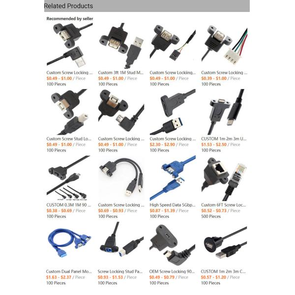 Customization1M 2M Stud Male to Female Panel Mount USB 2.0 Type A Extension Cable with Stud Screw Locking