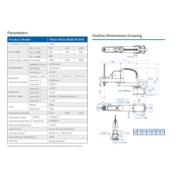 TM20-R650/R800/R1000 Industrial Robot For Multi Fixture High Speed Assembling