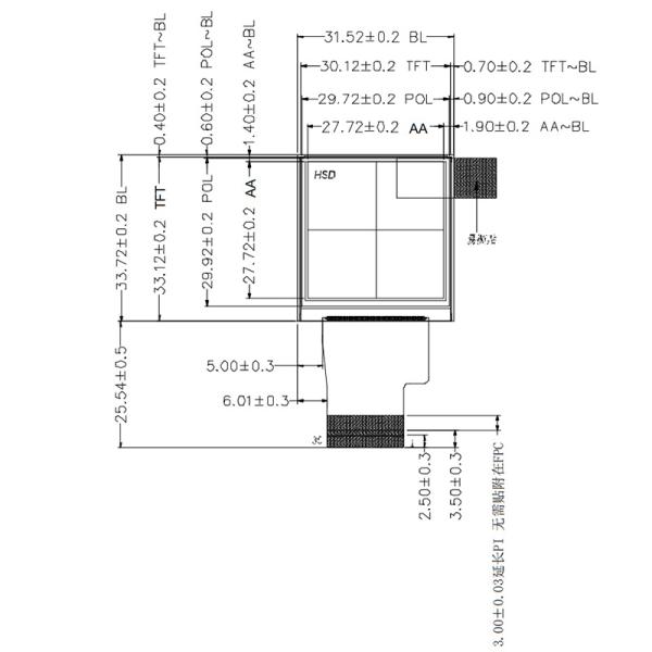 1.54 inch 240*240 350 brightness 24PIN SPI ST7789V TFT square LCD display for industrial, home appliance and medical use
