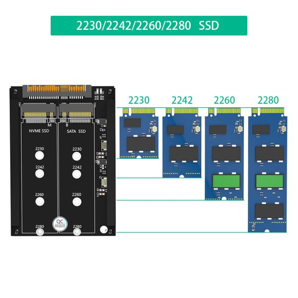 2 In 1 Combo PCI-E M.2 NVME SSD And B&M Key SSD To SFF-8639 U.2 Adapter