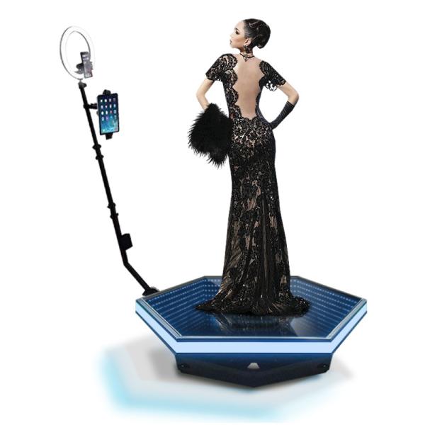 Metal Platform 360 Rotating Photo Booth Camera Branded Content Phone Holders