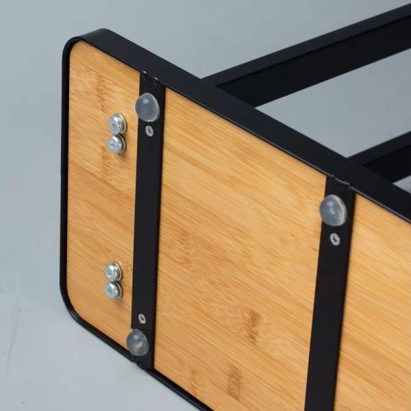 New Black Bath Towel Stand Tower Holder With Two Arms Hand Free Standing Bathroom Wooden Bamboo Towel Rack