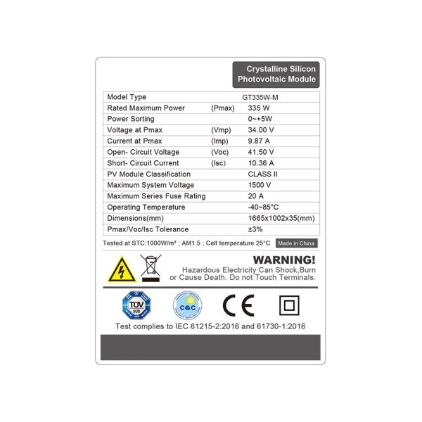 Home TUV 320W Monocrystalline Solar Panel , Monocrystalline Silicon Solar Cells