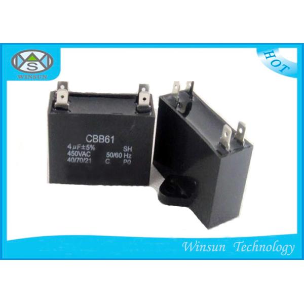 Black Motor Run Capacitor CBB61 , AC Start Capacitors For Electric Motors