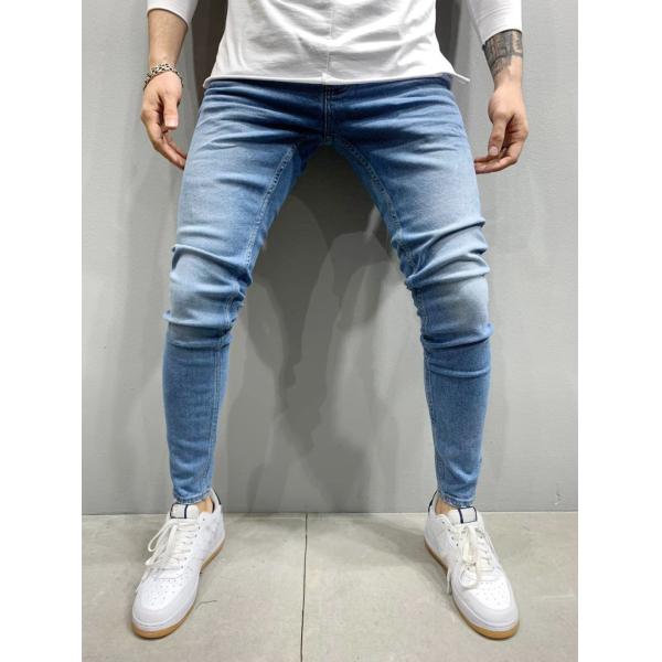 Casual Skinny Jeans Trousers Classica Denim Pants Washed Stretch Jeans for Men