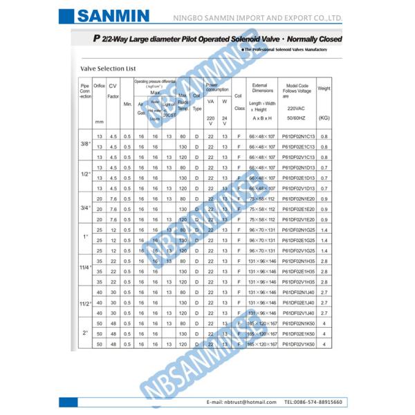 P6 Two Way Forged Brass Solenoid Valve Pilot Operated Solenoid Valve