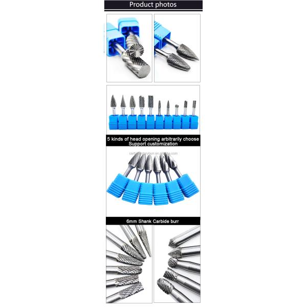 10pcs Tungsten Carbide Burr Set 6mm 1/4 Shank Double Cut for Metal Wood