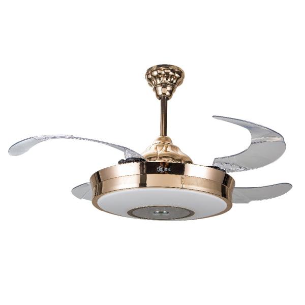 Bladeless 5250lm 70W 42 Inch Retractable Ceiling Fan Light With Remote Control