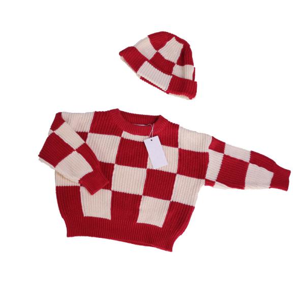 2PCS Custom Made Sweaters With Beanie Cozy Puff Sleeve Sweater 100% Cotton Knit Wear For Little Girls