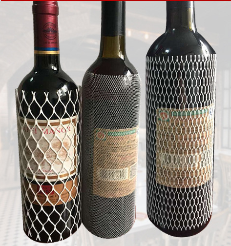 PE Protective Plastic Mesh Sleeve , Protective Wine Bottle Sleeve FDA Approved