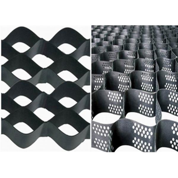 Smooth Surface HDPE Geocell 100mm Height Black Color With Hole