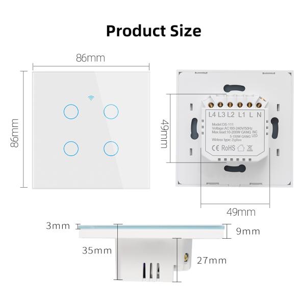 CCC ZigBee Smart Switch AC240V Touch Wall Light Switch Timing