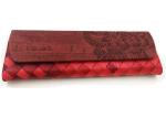 Leather Collapsible Soft Eyewear Case With Embossed Flower Process