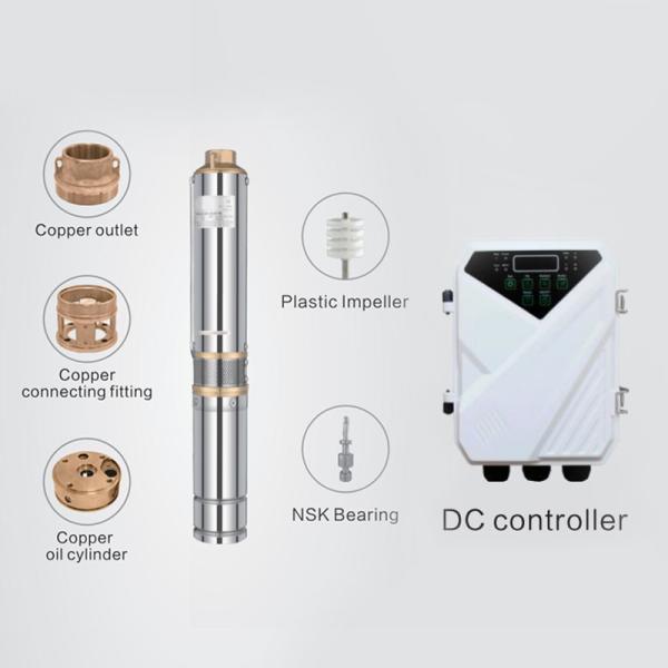 64m Max Head 1.7m3/H Deep Well Solar Water Pumping System Submersible Dc Solar Water Pumps Complete Set