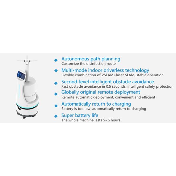IPS Screen 1024x600 Smart Service Robot Hydrogen Peroxide Spray Disinfection Robot