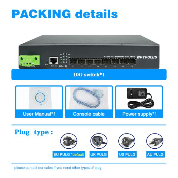 L3 managed 8 port 1G/ 10G Uplink SFP+ Port Smart Network industrial Managed Ethernet Fiber Switch