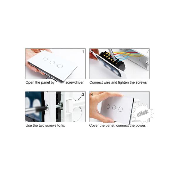 1/2/3 Gang 1 Way Touch Switch LED Light Switch Touch Screen Switch Wall Recessed Glass Panel Control AC 220V EU UK