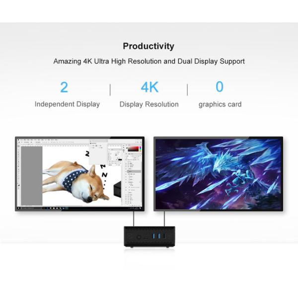 Quad Core J5005 Intel Pentium Mini PC Passive Cooling 4K @ 60 Hz 2 X HDMI 2.0
