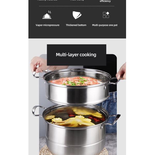 Multi-Layer 28cm Kitchen Pots Cookware Stainless Steel Cooking Pot 3 Layer Food Steamer Pot